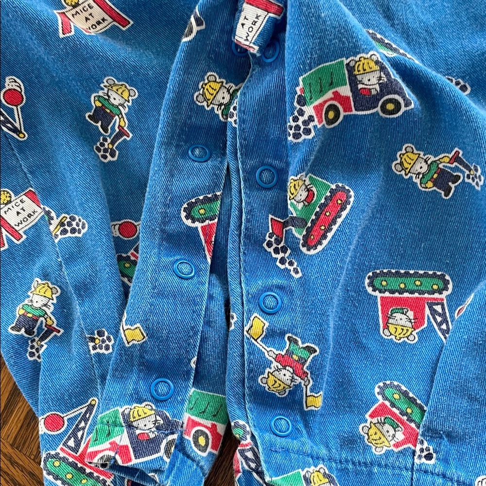Vintage OshKosh B'gosh Blue Kids Overalls "Mice at work" - Picture 10 of 11